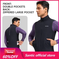 Santic Men Cycling Jackets Road Bicycle Riding Warm Vest Lightweight Breathable For Winter