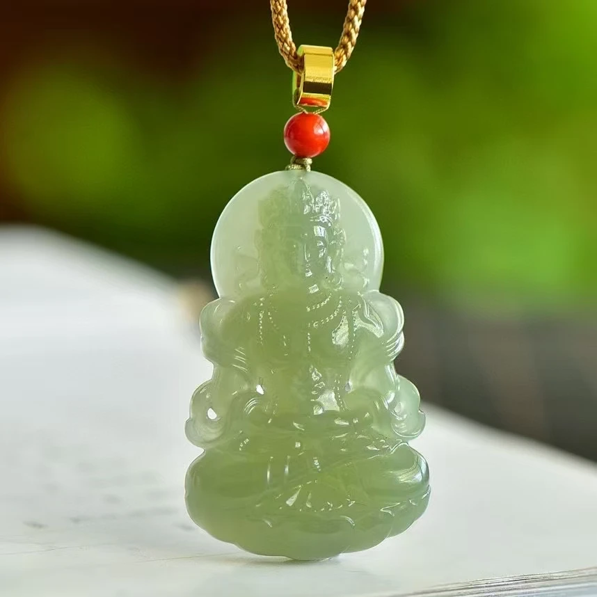 Hetian Jade Qinghai Material Tara Guanyin Pendant SN0006