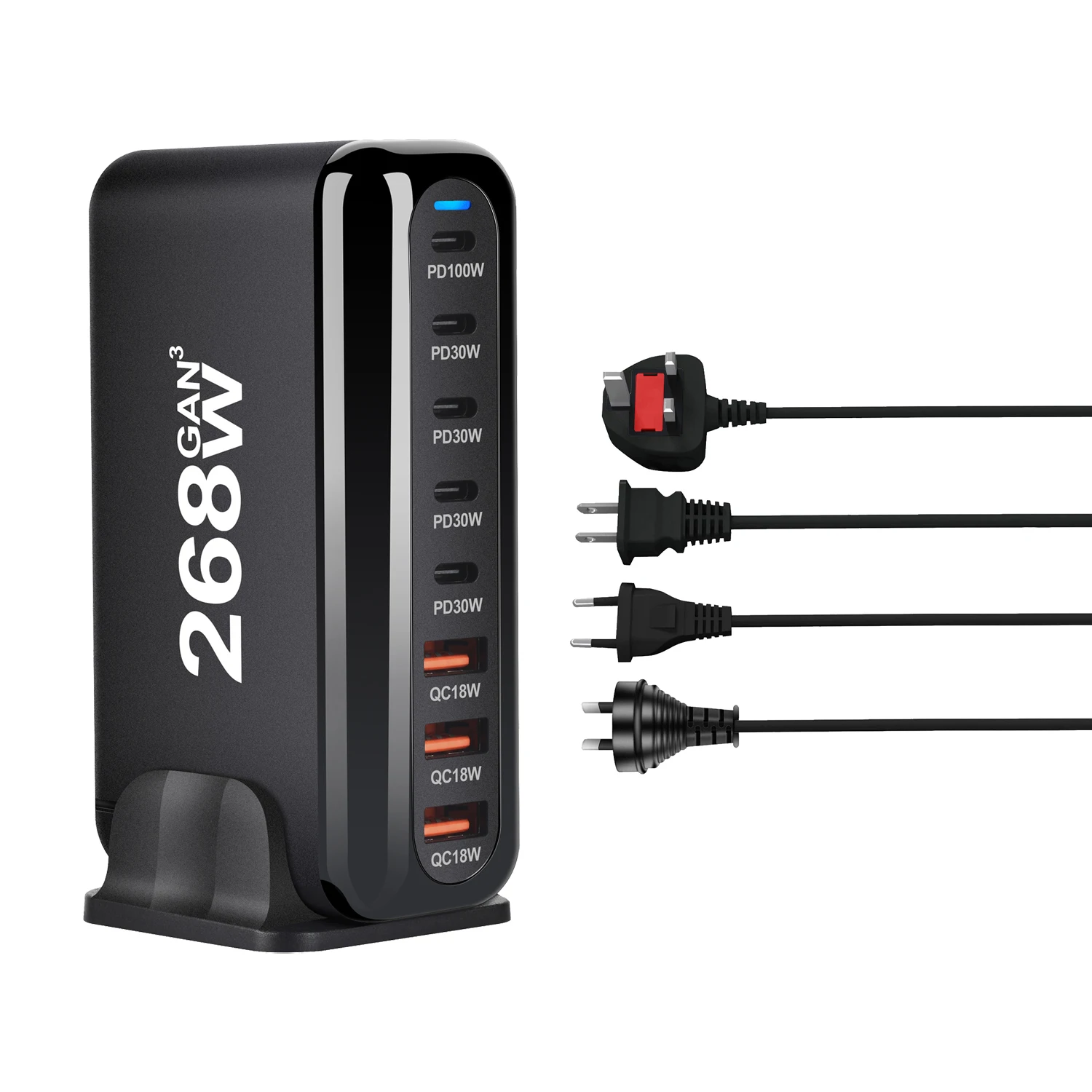 New 268W Gan USB C Fast Charger 200 W 6-Port Charging Station Hub Fast Compact GaN Charger Power Adapter, Compatible with M