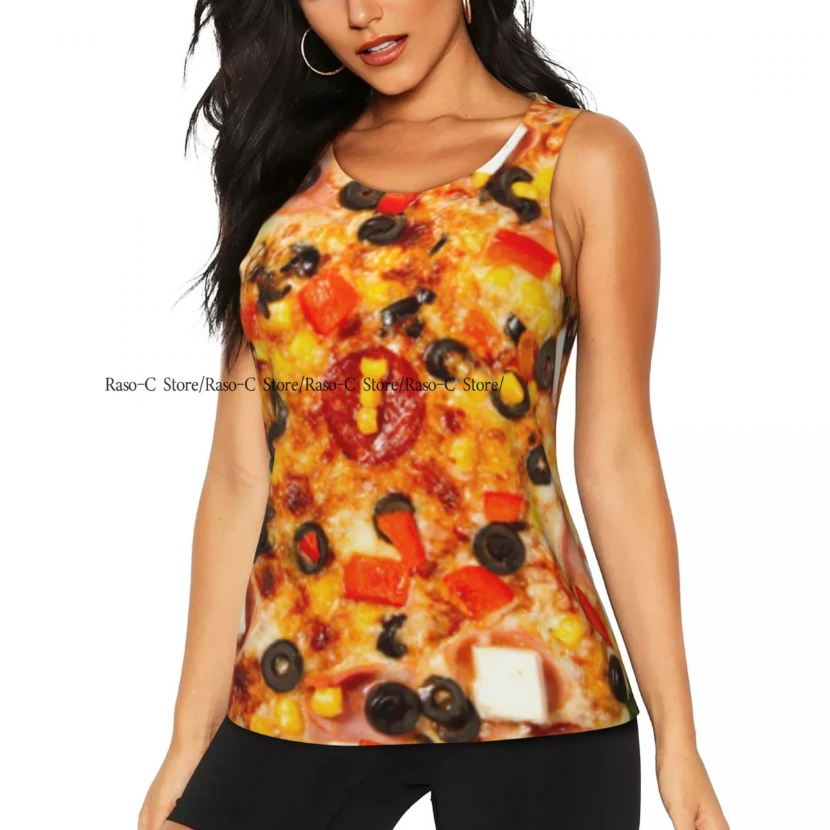 Chaleco de Yoga Sexy para mujer, Pizza con brócoli y queso Feta, camiseta deportiva para gimnasio, camiseta sin mangas para mujer