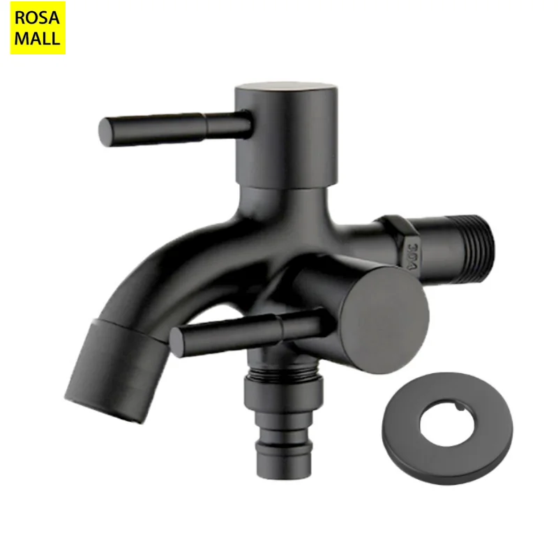 

Bathroom Washing Machine Faucet Tap 304 Double Multifunctional Stainless Steel Two Way Tap Black Bath Faucet Torneira Dourada