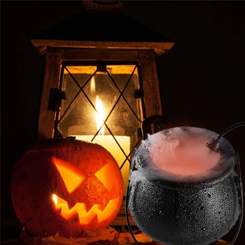 ฮาโลวีนควัน LED Humidifier หมอก Mist Maker เปลี่ยนสีแม่มดหม้อตกแต่ง Prop (พลาสติก) EU Plug
