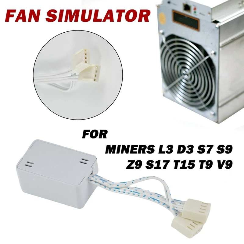 2Pcs Fan Simulator For Bitmain Antminer Miners L3 D3 S7 S9 Z9 S17 T15 T9 V9 Silence Wire Automatic Speed Regulation