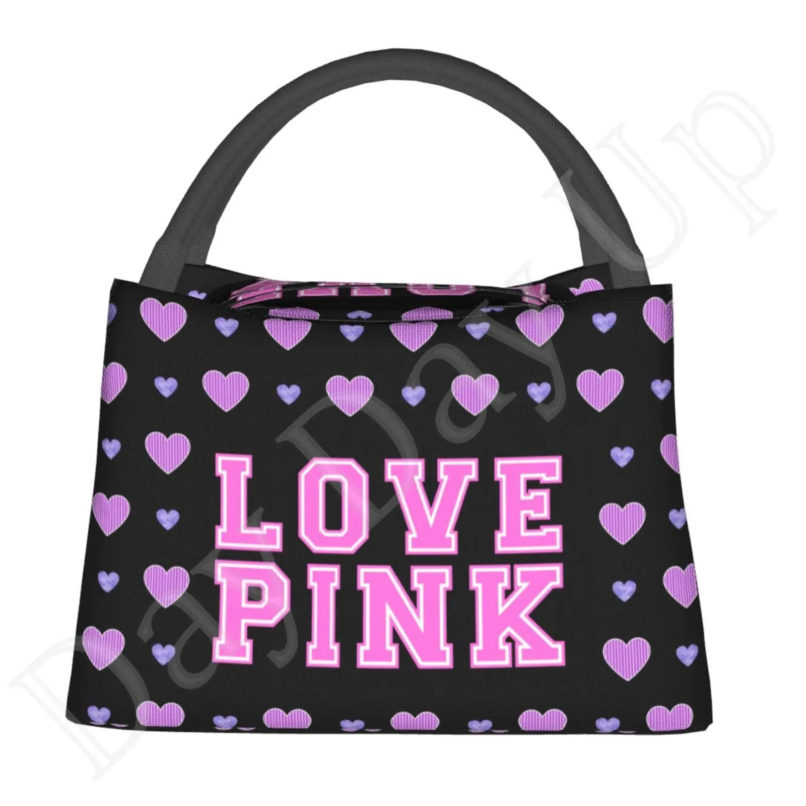 Eu amo-lancheira isolada para mulheres, rosa, bolsa de comida para o trabalho, sacola com lancheira, Kawaii Girl Shcool, piquenique, bonito