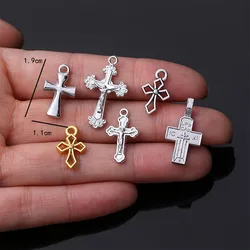 20 Pack Jesus Catholic DIY Jewelry Making Accessories Cross Charm Christian Small Handmade Cross Wholesale Necklace Pendant