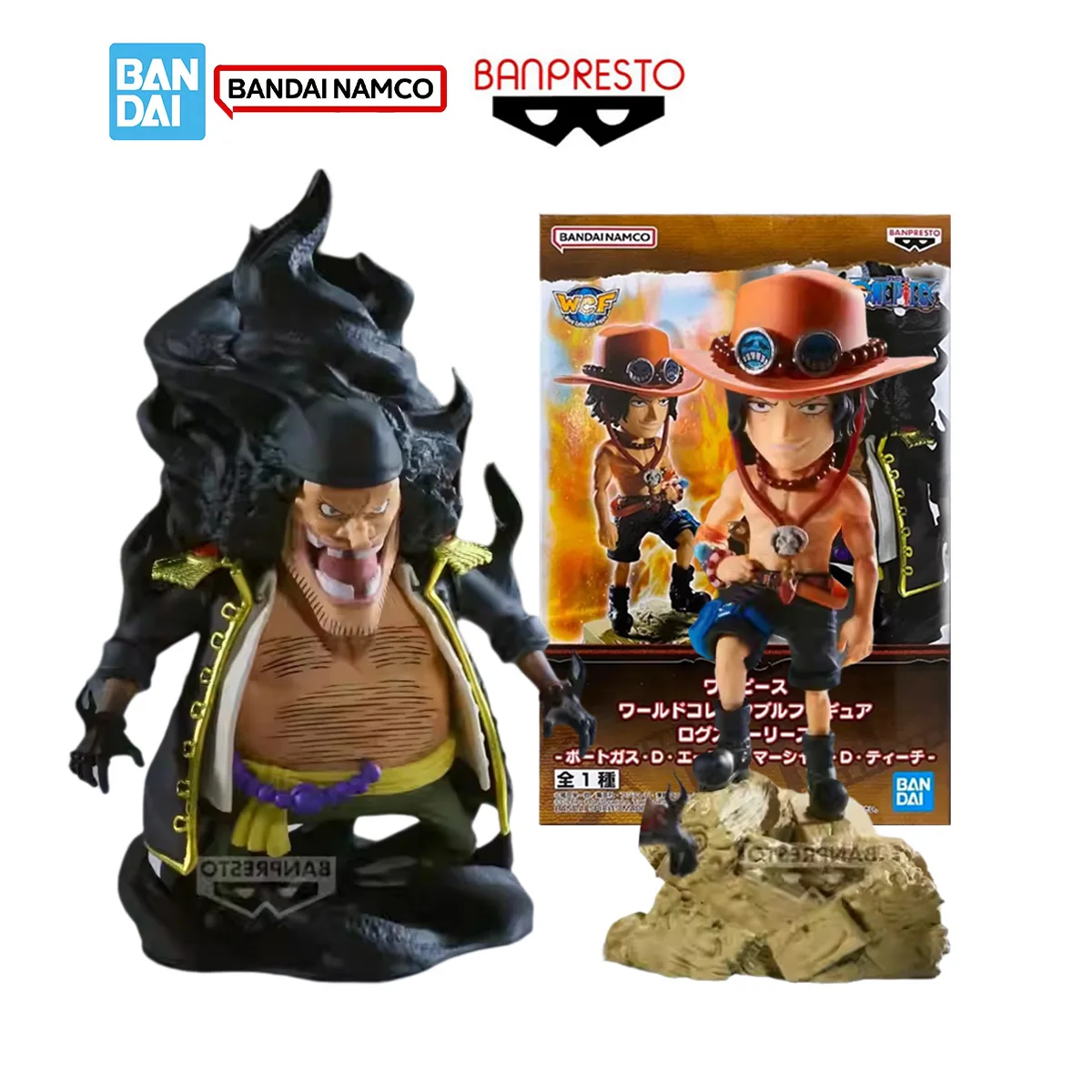 Bandai Banpresto-Kit de modelo genuino de una pieza, WCF Log Stories Portgas·D· Ace VS Marshall·D·Teach, modelo de figuras de acción, juguetes para niños