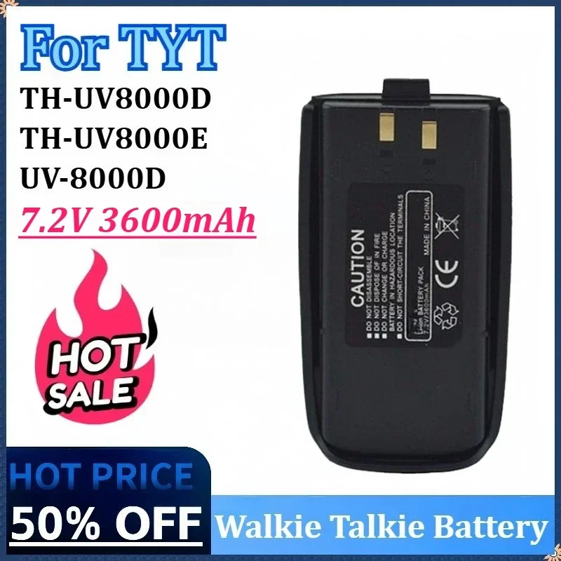 

7.2V 3600mAh Walkie Talkie Battery for TYT TH UV-8000D Type-C Charging for UV8000D UV8000E Two Way Radio Rechargable Batteries