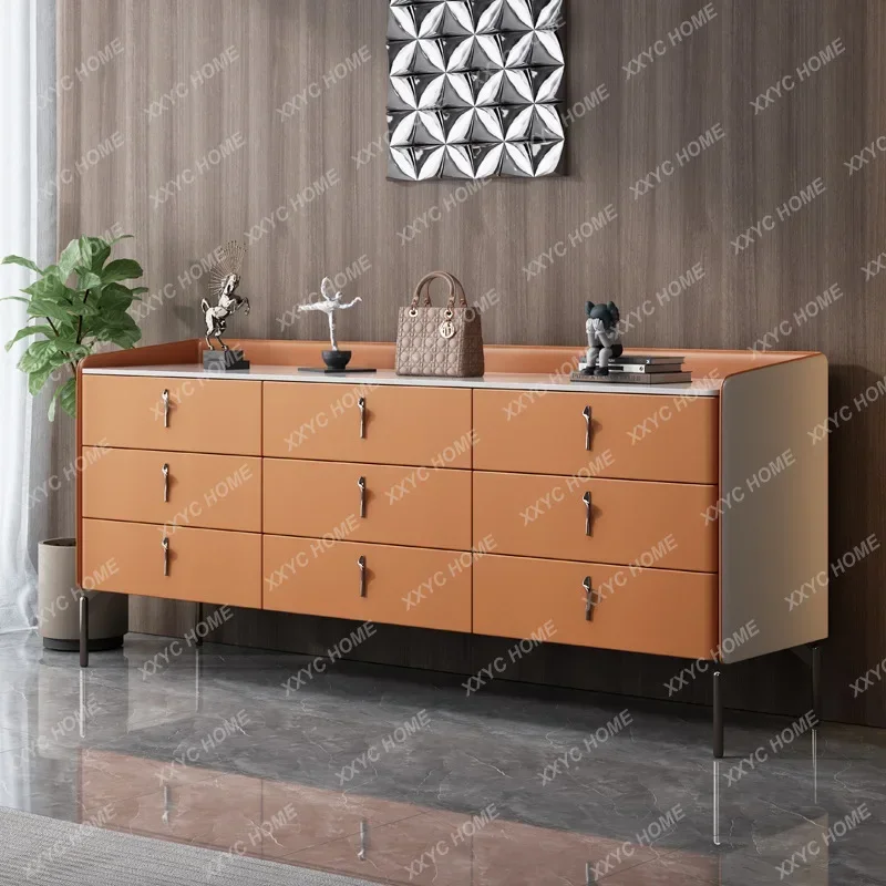 

HSolid wood leather nine cabinets, chest cabinets, simple and modern 1.8m TV cabinets, storage minimalist lockers