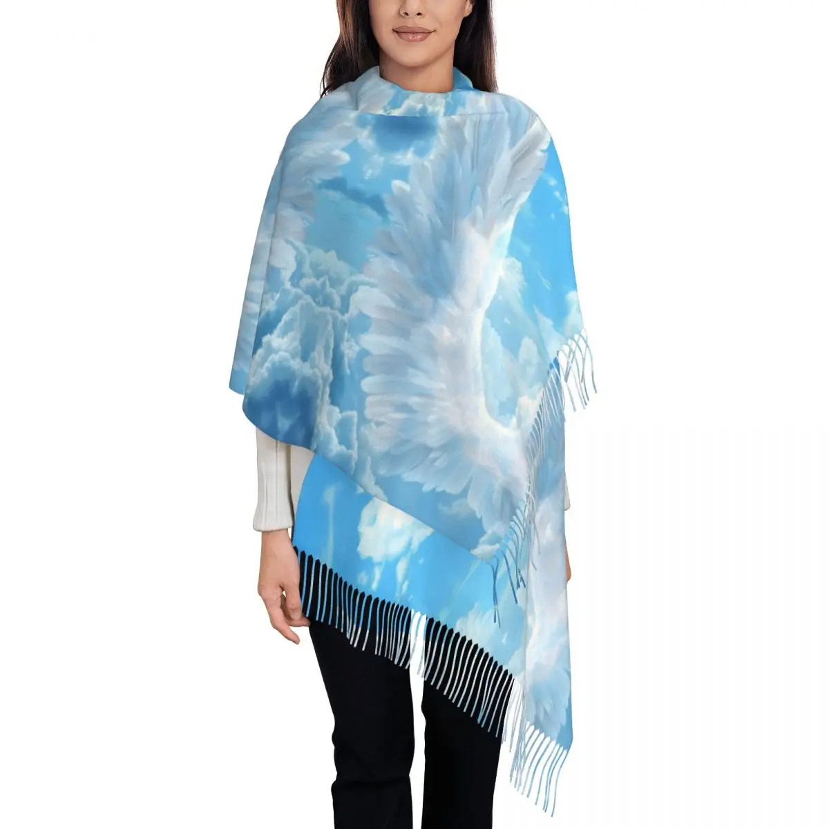 Angel Wings Fantasy Scarf Wrap Women Long Winter Warm Tassel Shawl Unisex Scarves