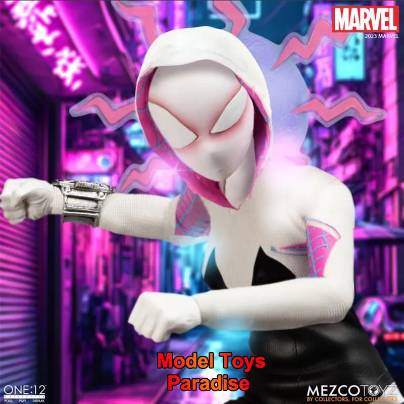 Original Mezco 1/12 Collectible Woman Soldier Spider Gwen Super Hero Full Set 6inch Movable Action Figure Model