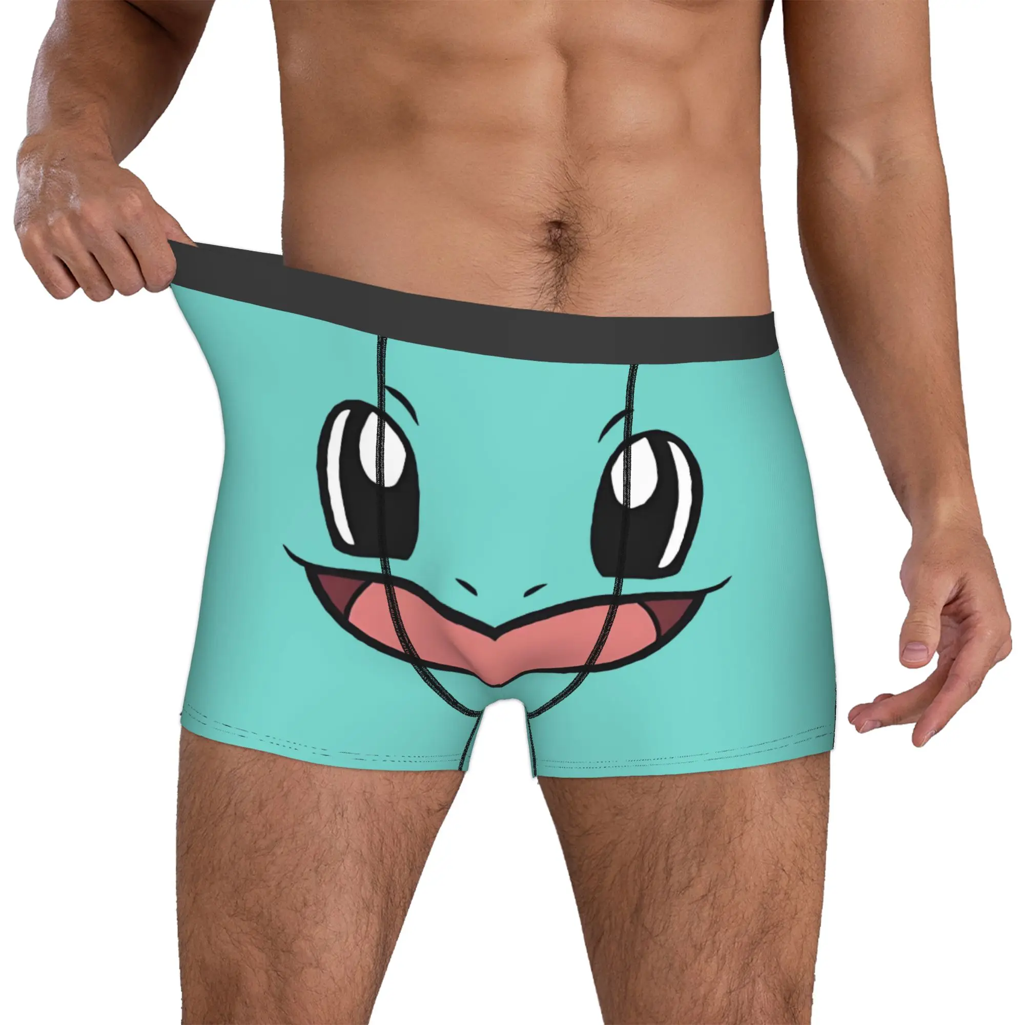 

Custom Comic Magic S-Squirtles Face Underwear Men Breathable Cartoon Boxer Briefs Shorts Panties Soft Underpants For Male
