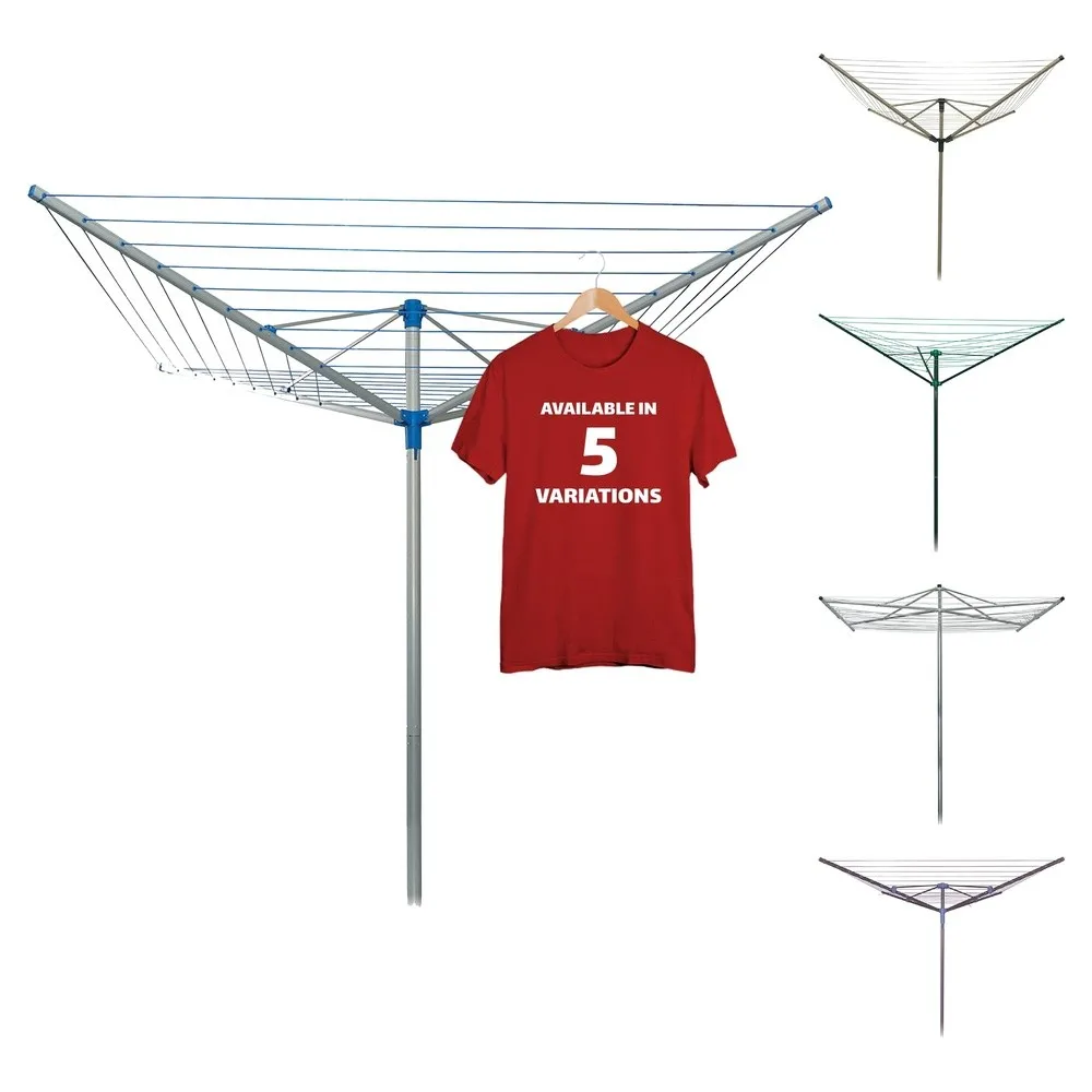 164 FT Outdoor Umbrella Clothesline Aluminum Rotary Clothesline Line with Ground Socket for Outdoor Laundry Drying
