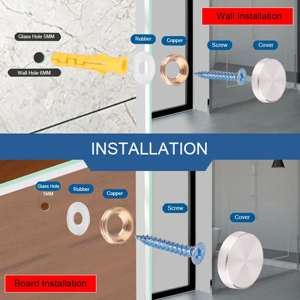 New Furniture Hardware Stainless Steel Decoration Screw Covers Mirror Fixing Nails Mirror Fasteners Screws Decorative Cap