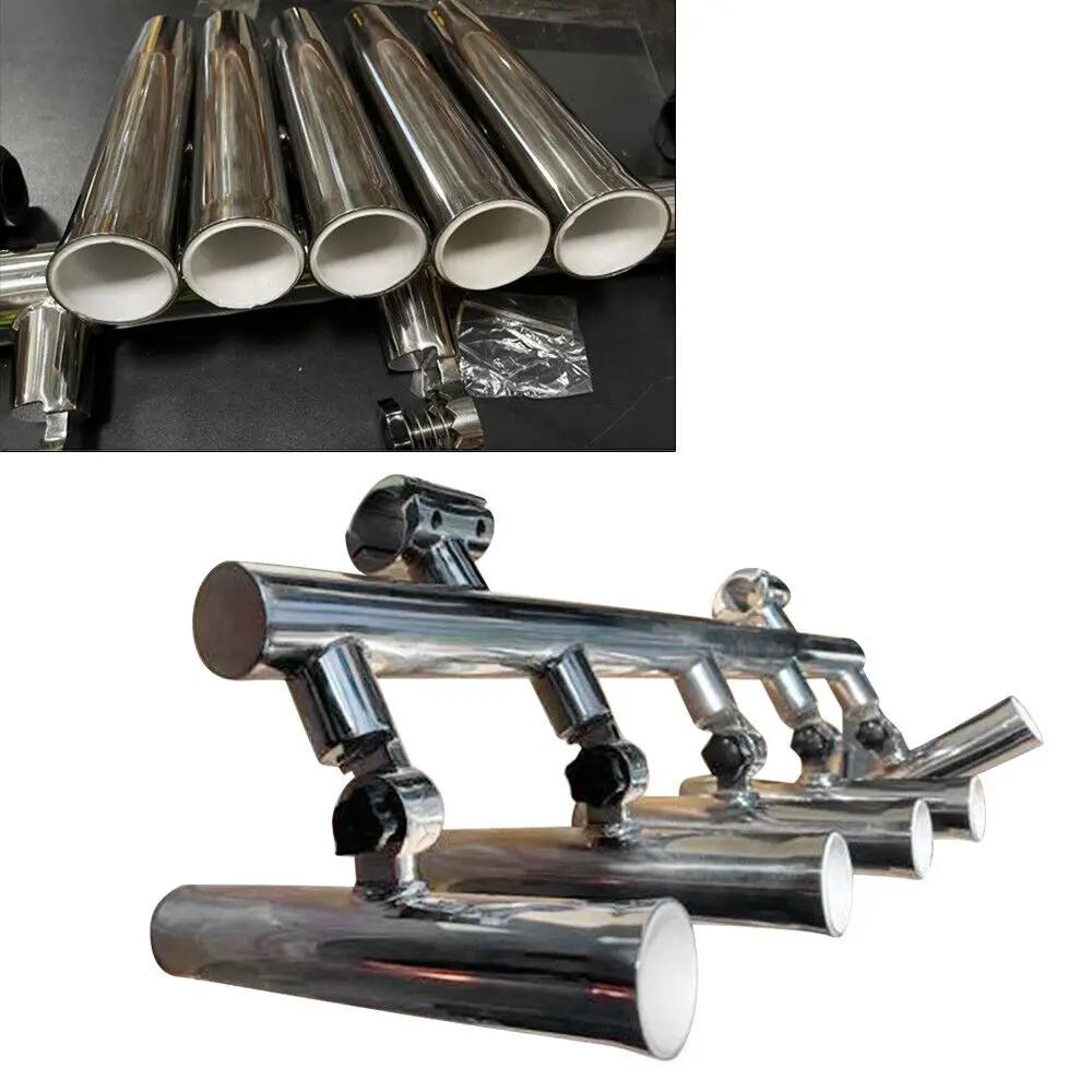 Stainless Steel Fishing Boat t Top Rocket Launcher, 2" Clamp 5 Rod Holder