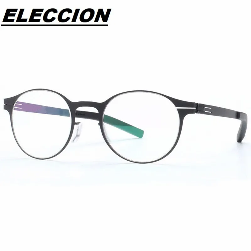 Germany Brand Designer Glasses Frame Men Super Thin Medical Aviation Stainless Steel Full Rim Round Eyeglasses Women Spectacle