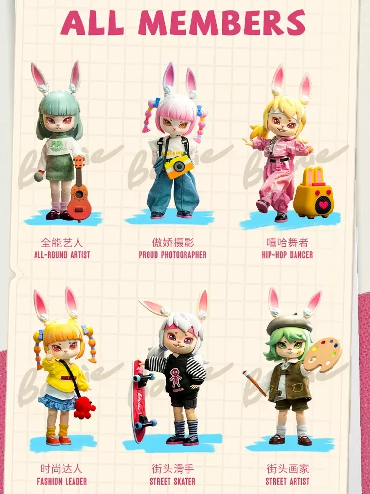 Bonnie Journey Of Streets Series Anime Figures Kawaii Rabbit Action Model 1/12 BJD Doll Girls Kid\'s Toys Surprise Birthday Gifts