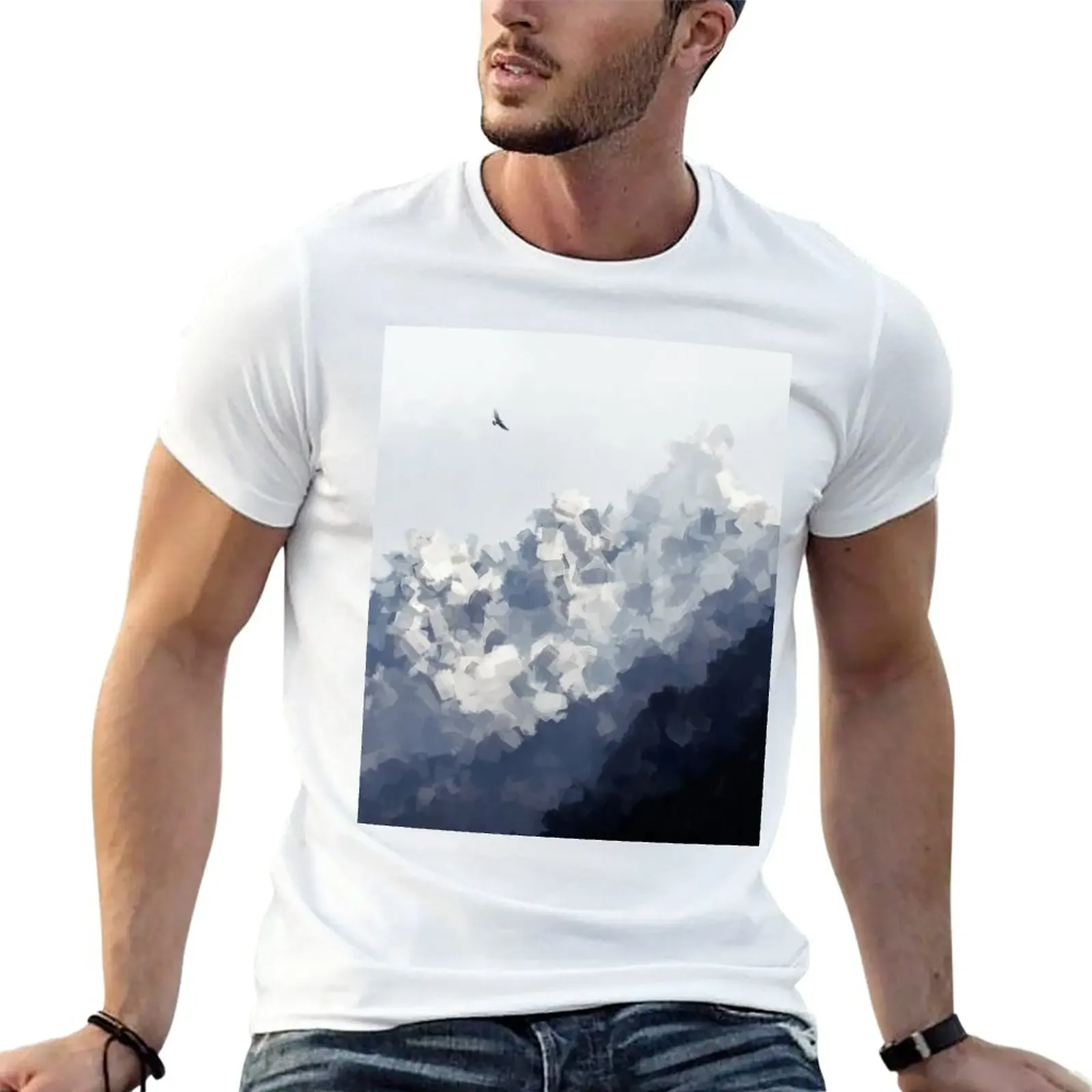 New Mountain T-Shirt oversized customizeds blanks mens t shirts casual stylish