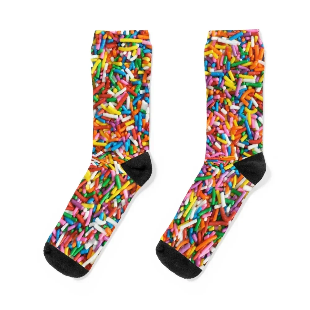 Rainbow Sprinkles Candy Pattern Jimmies Socks floral warm winter designer brand loose Men Socks Women's