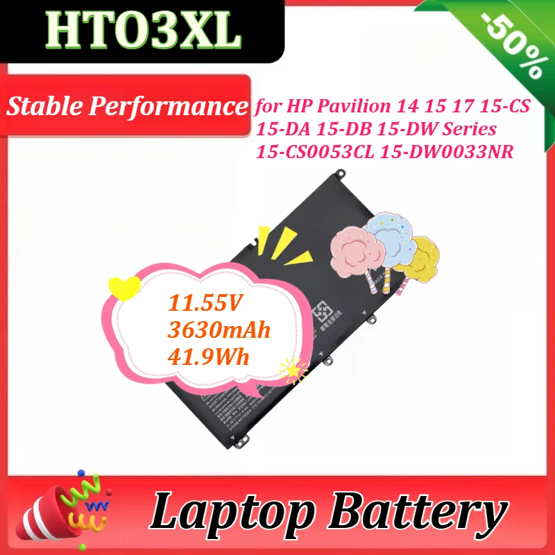 

11.55V 3630mAh 41.9Wh HT03XL L11119-855 for HP Pavilion 14 15 17 15-CS 15-DA 15-DB 15-DW Series 15-CS0053CL 15-DW0033NR Laptop