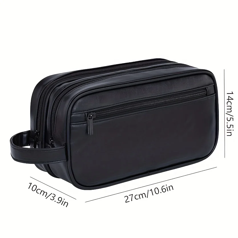2025, tragbare doppellagige Kulturtasche für Damen und Herren, Sport, Geschäftsreisen, PU-Leder, lässige Handtasche, wasserdichte Make-up-Tasche – Detail 4