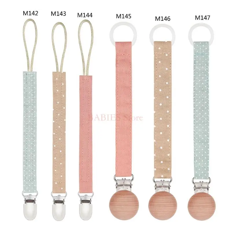 C9GB Practical Nipple Holder Cotton Linen Rope Baby Pacifier Clip Chain Metal 6 Color