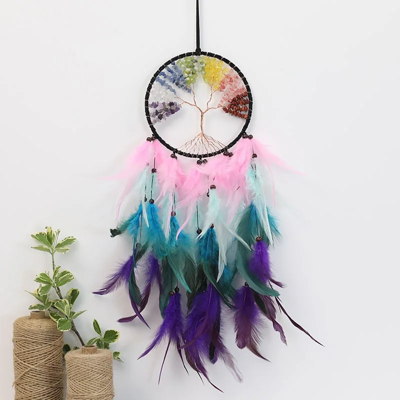 

Винтажный американский стиль, хрустальное дерево жизни, Ловец снов, большие колокольчики, настенные подвески для дверей, домашний декор, женские подарки