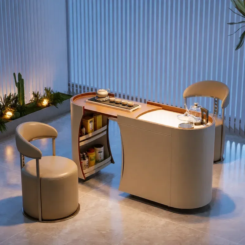 Italian Mobile Tea Table Modern Home Automatic Water Supply Living Room Balcony Small Coffee Table Kettle and Tea Cabinet