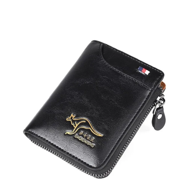 

Men's Retro PU Leather Short Wallet Multi-Pocket Billfold Anti-Card-Swiping Money Bag for Drop Shipping