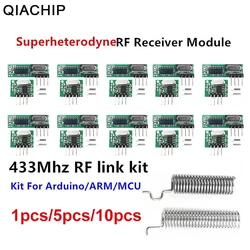 QIACHIP 433 Mhz Superheterodyne RF Receiver and Transmitter Module For Arduino Uno Wireless Module Diy Kit Free Gift antenna