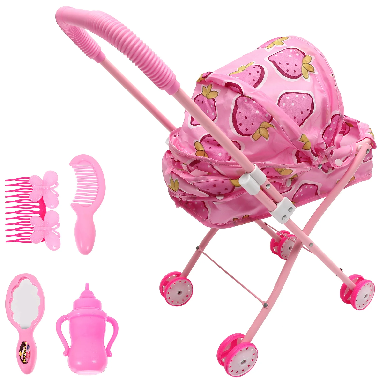 Stroller Toys Kids Simulated Stroller Model Playset Accessories Baby Trolley Pretend Toy Girl