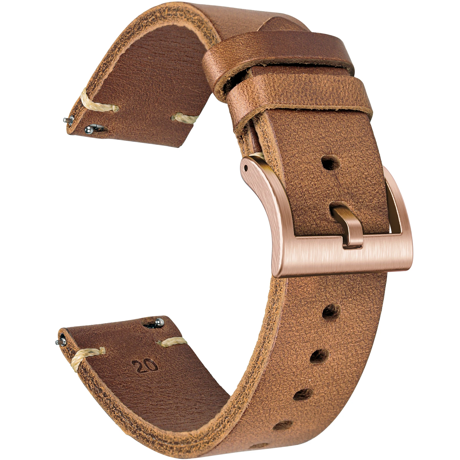 Hemsut Horse Hip Leather Watch Bands for Men Women, Horween Chromexcel Leather Quick Release Handmade Watch Strap Soft Vintag