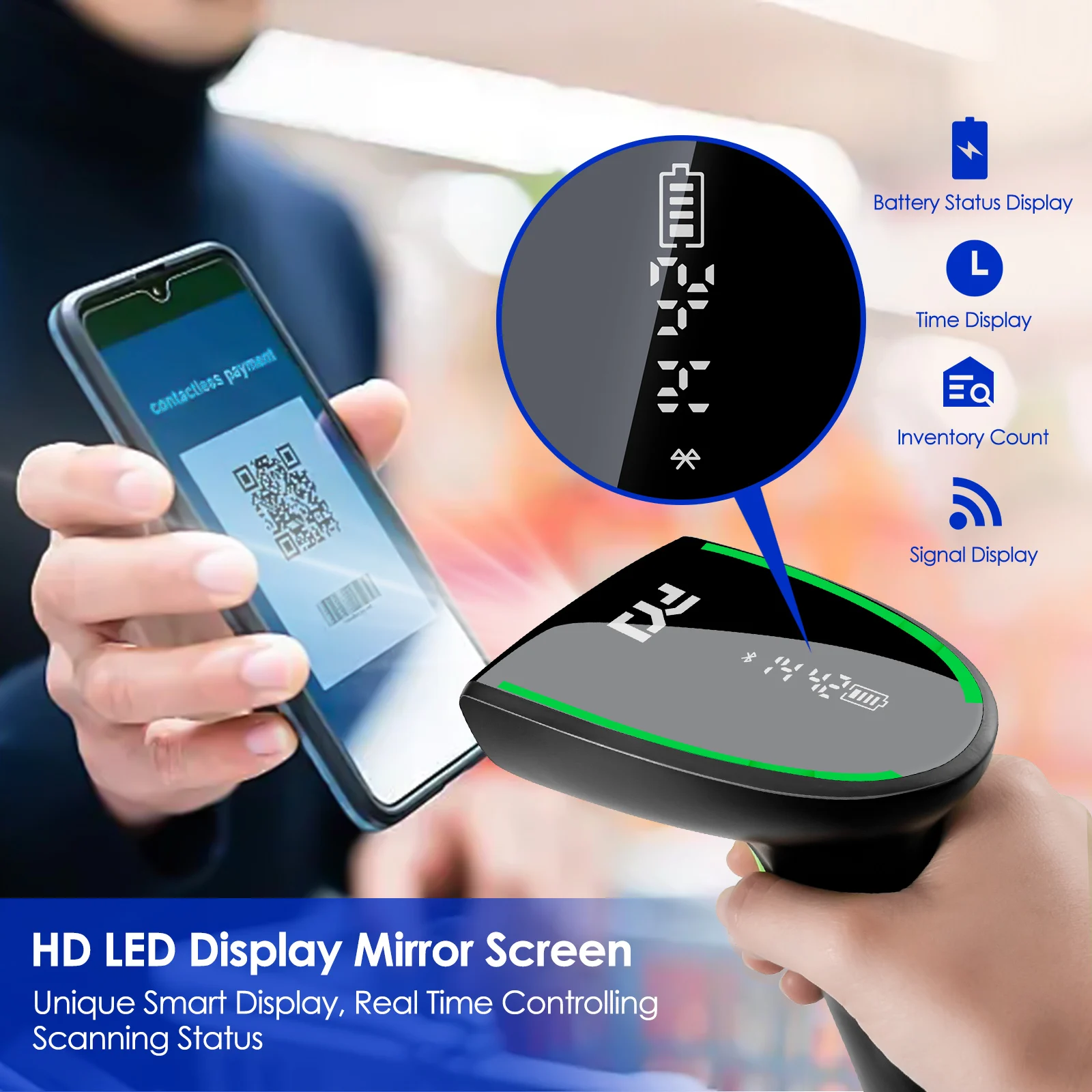 FYJ F8603B Lettore di codici a barre wireless Scanner portatili Base 3in1 Scanner di codici a barre portatile USB 1D 2D per caffetteria in inventario