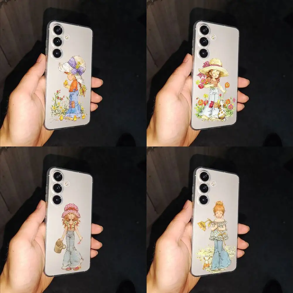 

Cute Girl Sweet S-Sarah Kay Phone Case For Samsung S24,30,21,22,23,20 FE,lite,PIus,Ultra,5G,Note,9,10 Transparent Cover