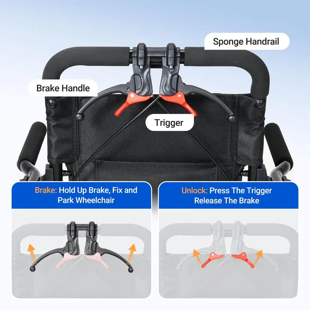 

Легкое транспортное кресло-коляска для взрослых с телескопической ручкой, портативное складное кресло-коляска весом 22 фунта для пожилых людей