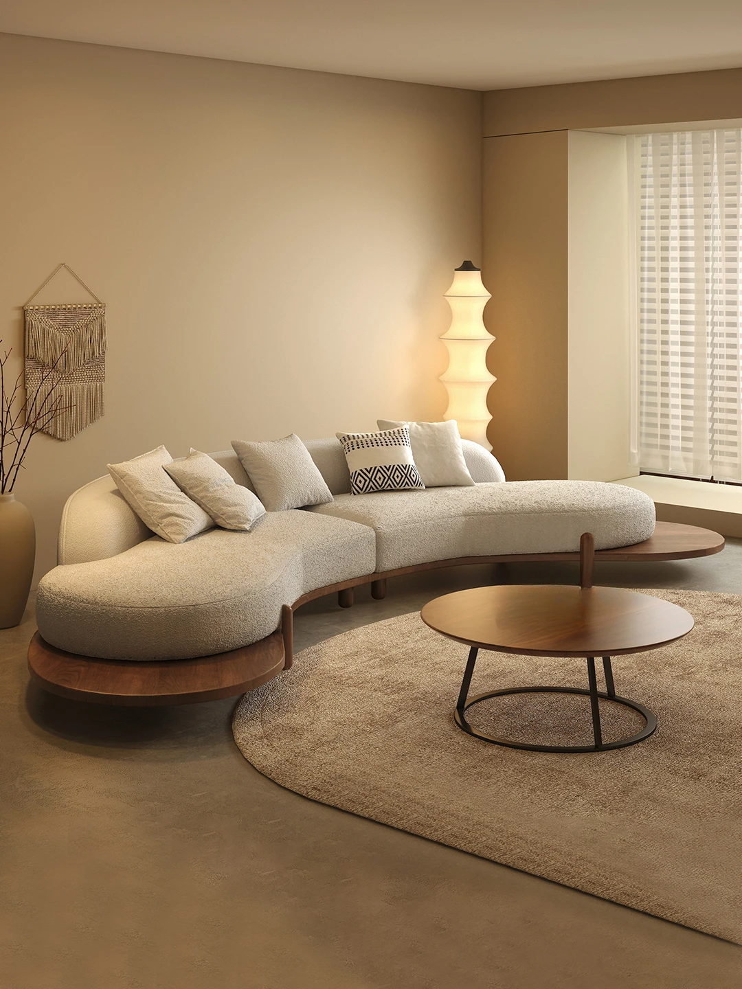 Fabric light luxury floor sofa modern simple log wind living room