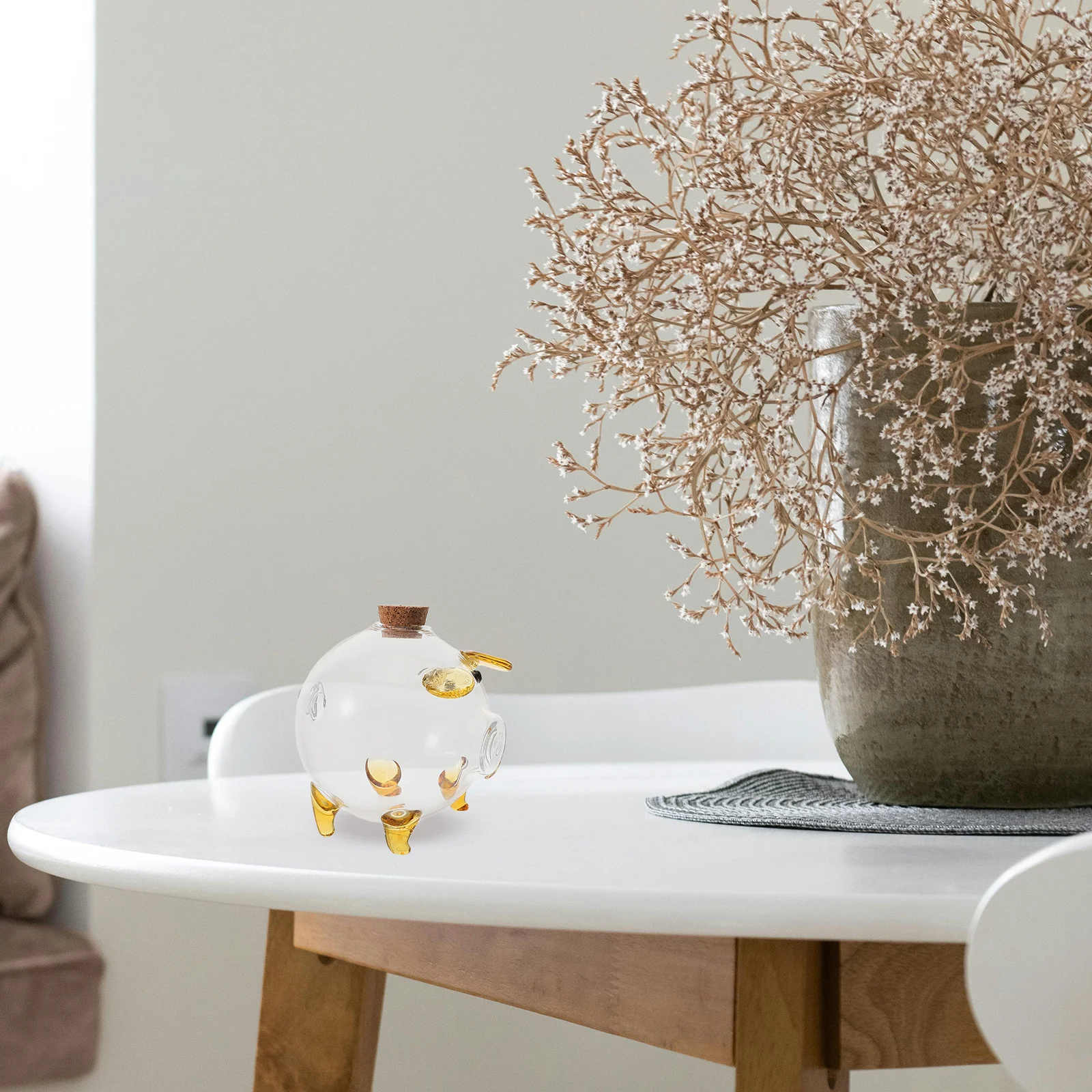 

Mini Pig Shaped Glass Storage Jar Bottle Cork Sealed Clear Tiny Jar Decorative Wishing Bottle Container Craft Organizer