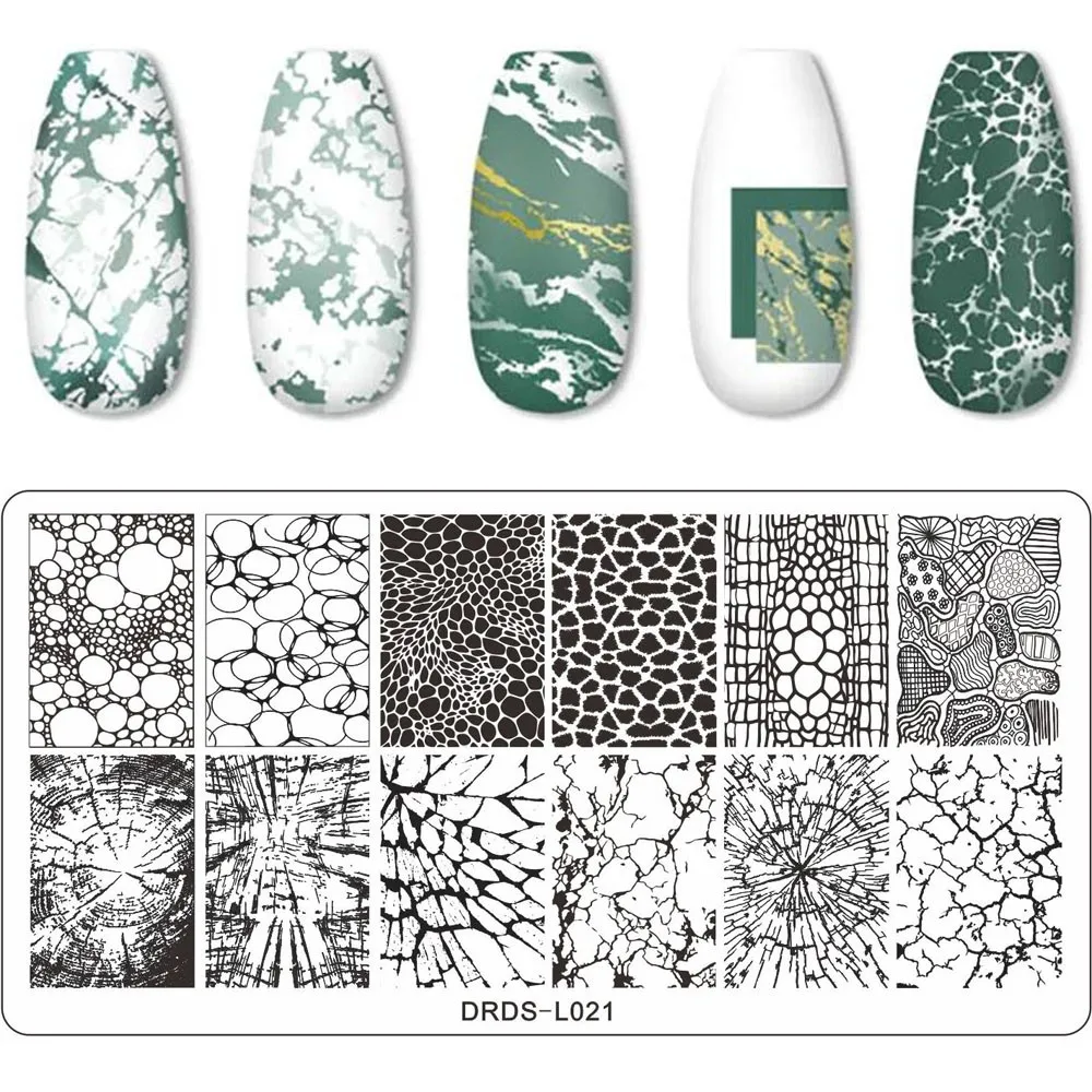 1Pc Marble Geometric Nail Art Template 6X12cm Rectangle Leopard/Image Printing Style Nail Stamping DIY Nail Mold Stamping Plates