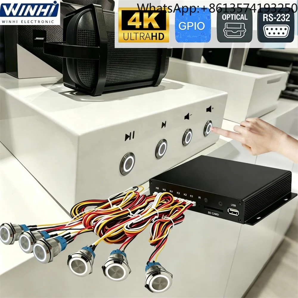 MPC1005 Buttons Auto-play Optical Coaxial RS232 1080P GPIO USB Video Decoder H264 Programmable Digital Signage Media Player BOX