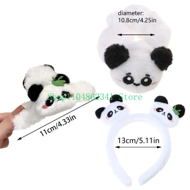 5ASD Cartoon Panda Claw Claw Claw Claw for Women Plush Panda Hair Clamp Jaw Clip Clip Hairband Bight Band Fair Tool Scrunchy