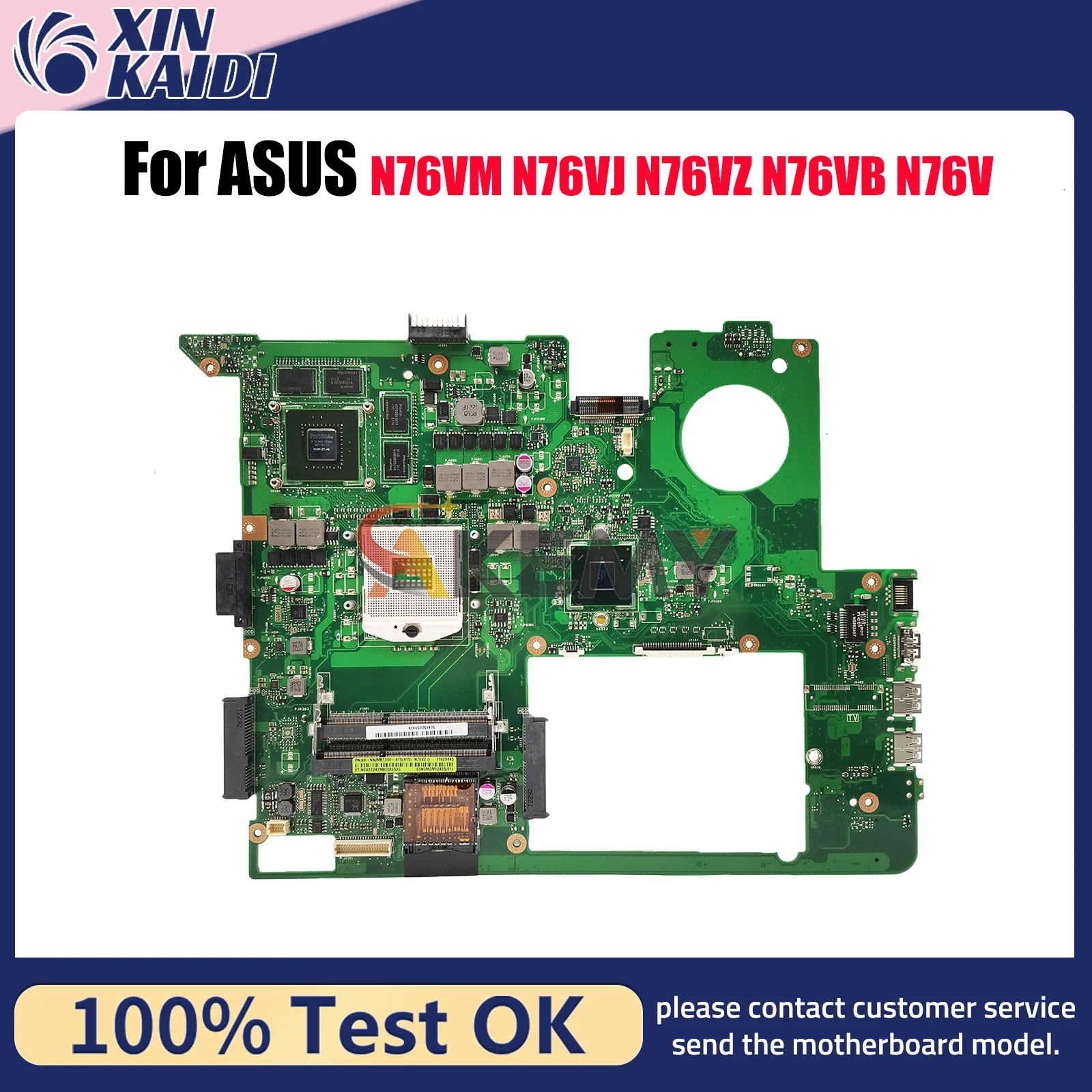

N76VJ Laptop Motherboard For ASUS Vivobook N76V N76VB N76VJ N76VZ N76VM N76VV Notebook Mainboard 100% tests OK fast shipping stk