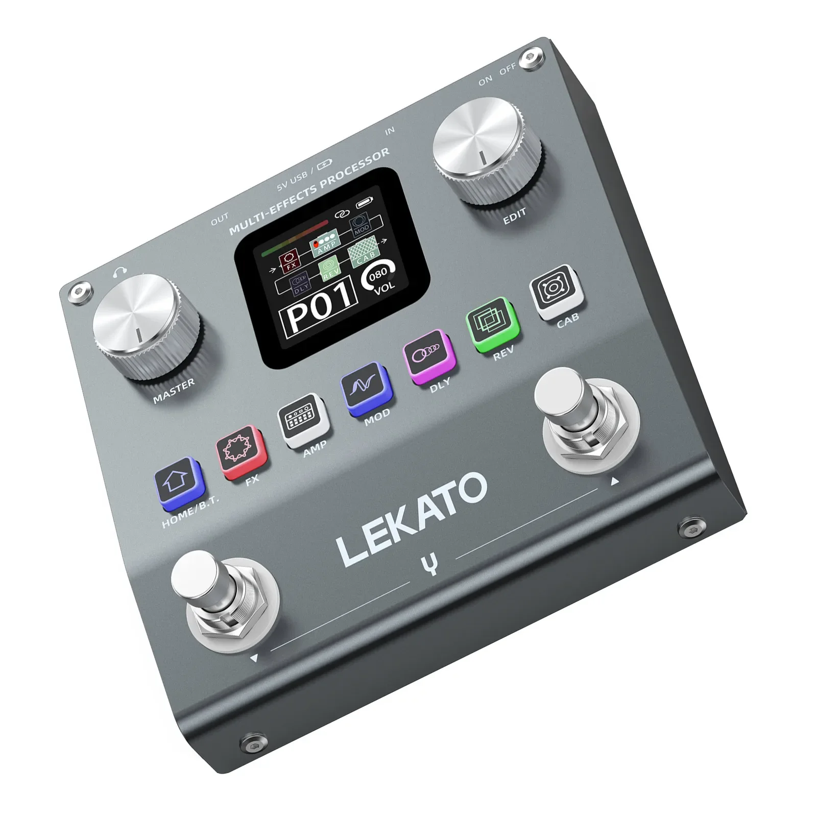 دواسة جيتار متعددة التأثيرات من Lekato، دواسة جيتار جاهزة مع إعدادات مسبقة 80 Pro بحجم الجيب، غلاف معدني مقاوم للطرق