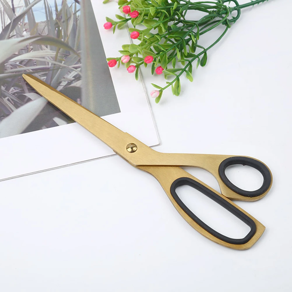 Stainless Steel Scissors Golden Color Modern Design Comfortable Grip for Office Home Crafting Cutting Paper Fabric