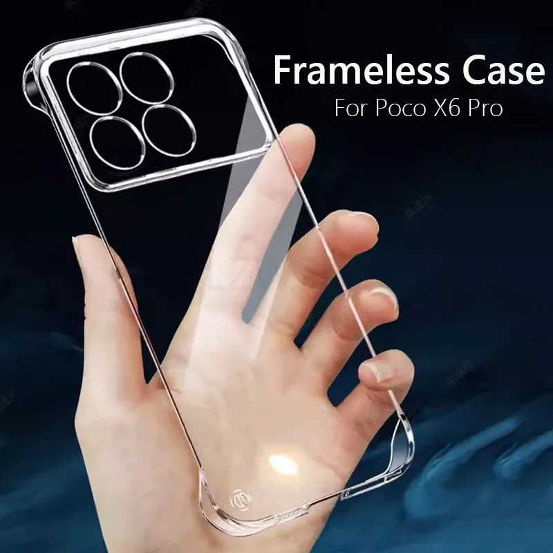 Frameless Slim Clear Hard Back Cover Case On For Xiaomi Poco X6 Pro PocoX6 Pro 5G ShockProof Coque Phone Cases