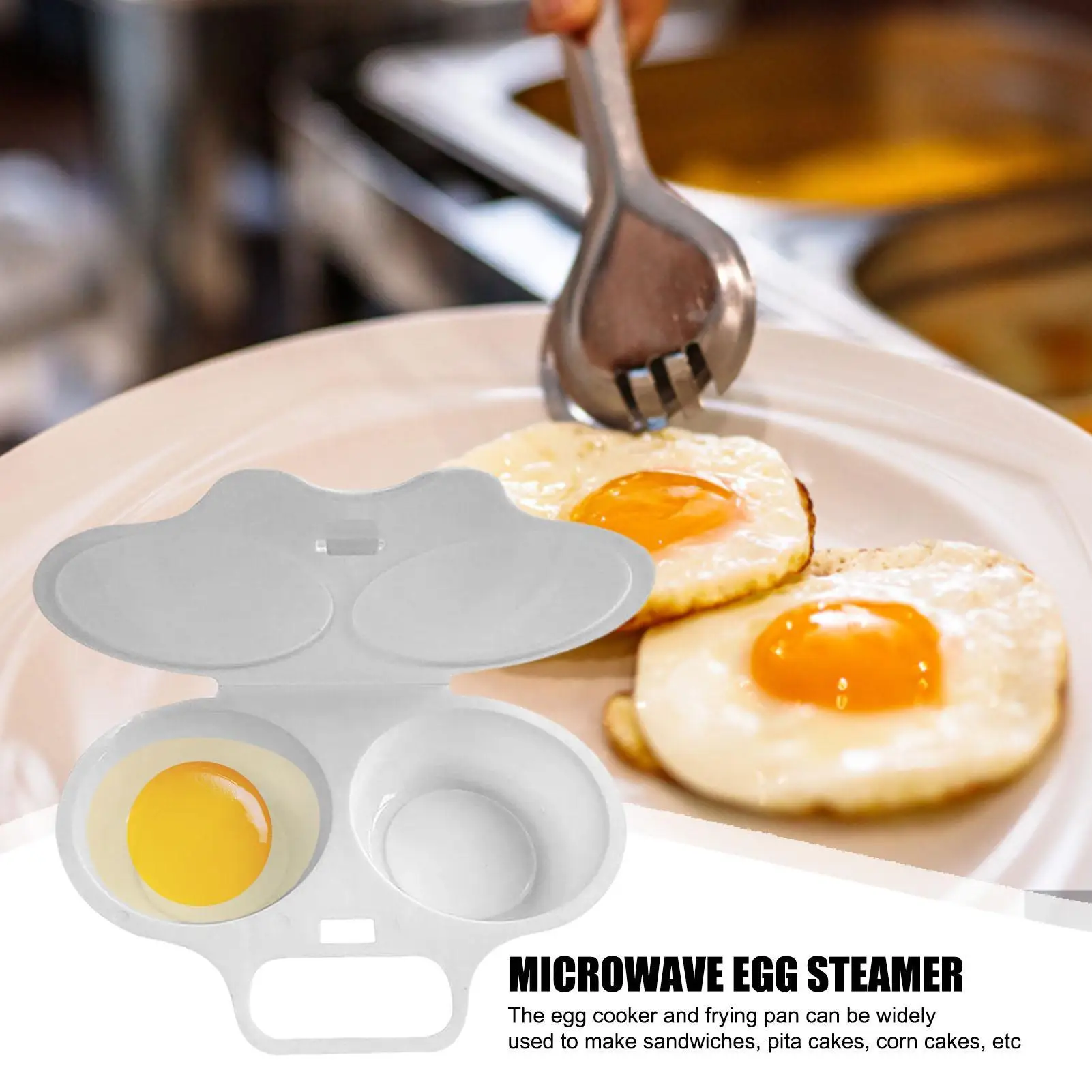 Microwave Egg Poacher Reusable Hard PP Save Time 2 Cavity Nonstick Poached Egg Maker With Lid Egg Mold Kitchen Gadgets for Daily