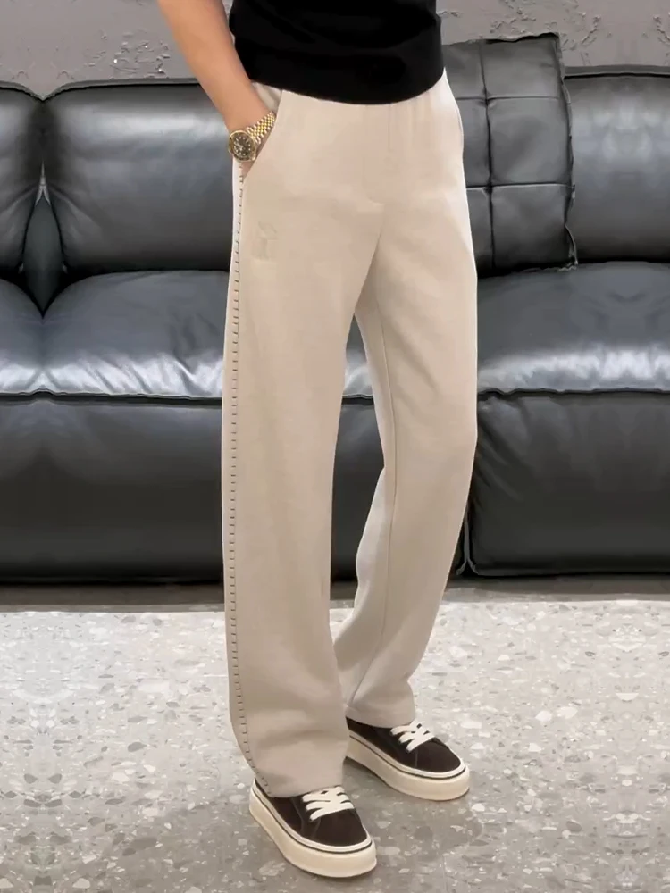 

Faionable Casual Pants Men's Loose Straight Leg Elastic Waist Autumn Winter New Sle Versatile Long Trousers Comfortable Fit