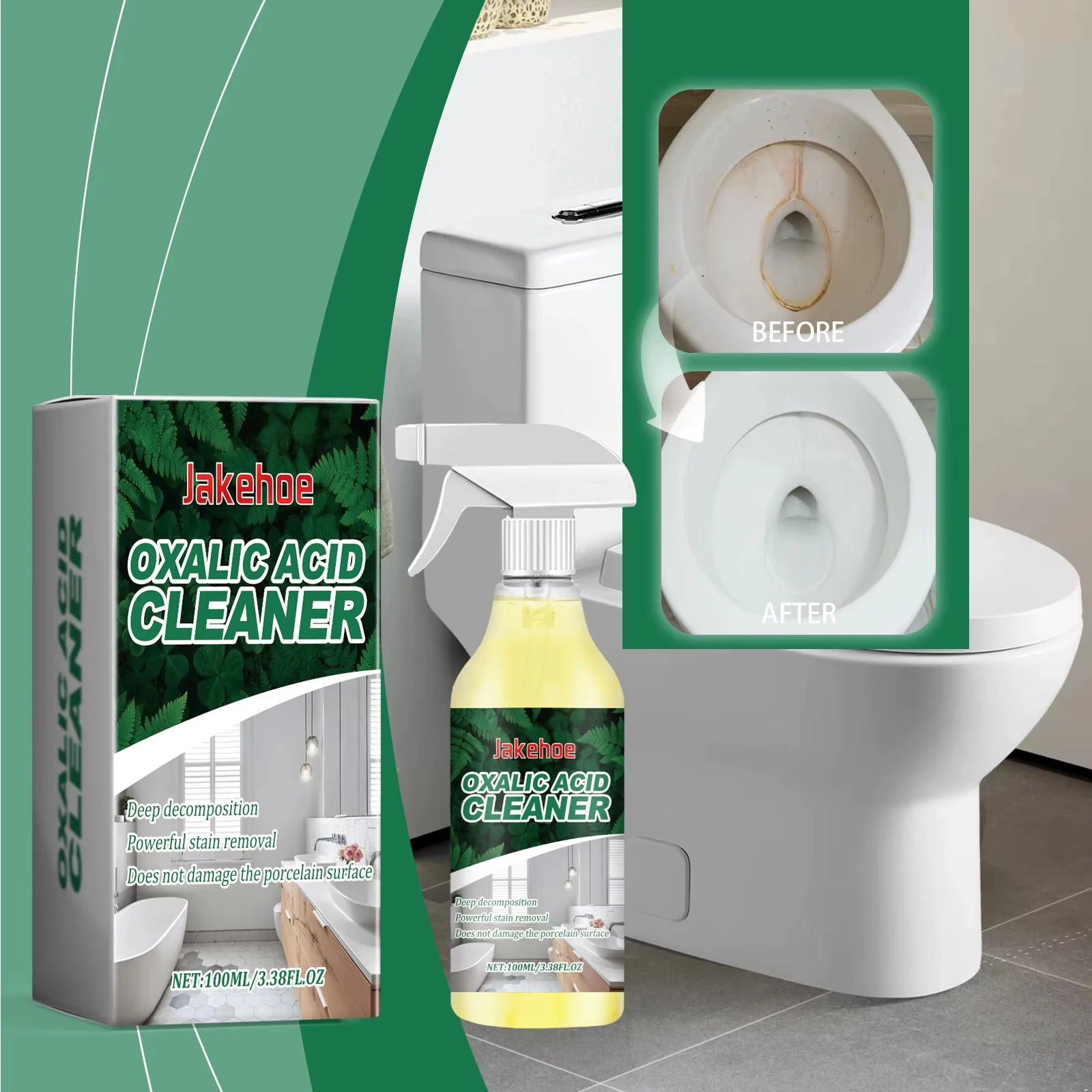 Oxalic Acid Toilet Cleaner Yellow Dirt Urine Stains Removal Multi Purpose Bathroom Stubborn Limescale Cleaning Agent Spray