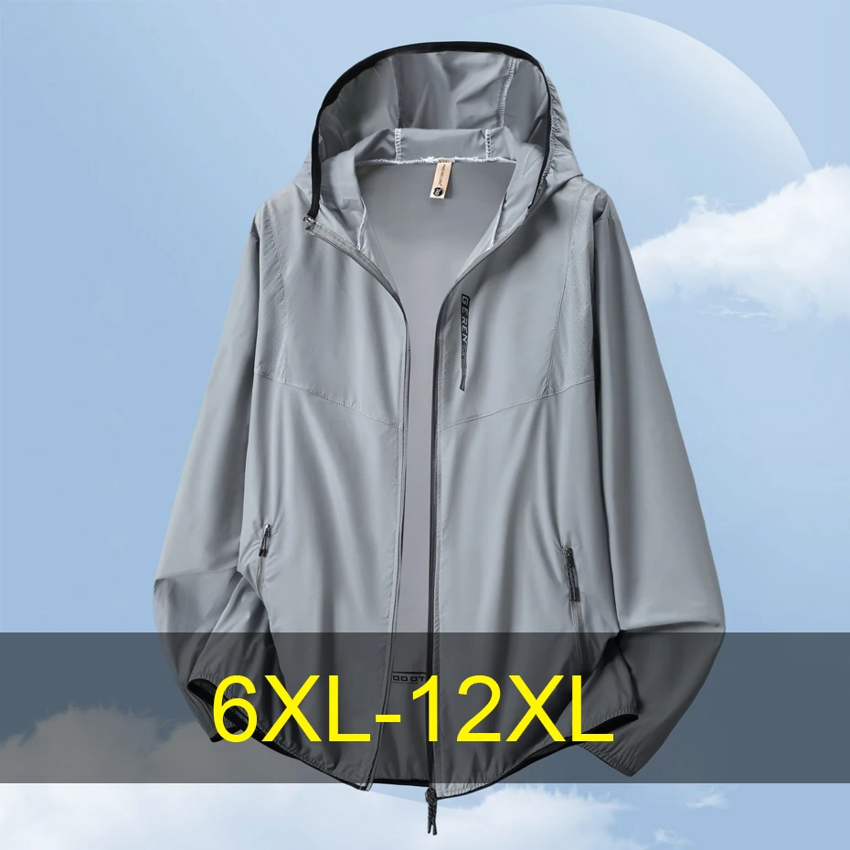 Summer Thin Jacket Men 12XL 10XL Plus Size Sunscreen Jacket Breathable Fashion Casual Cool Jackets Male Big Size