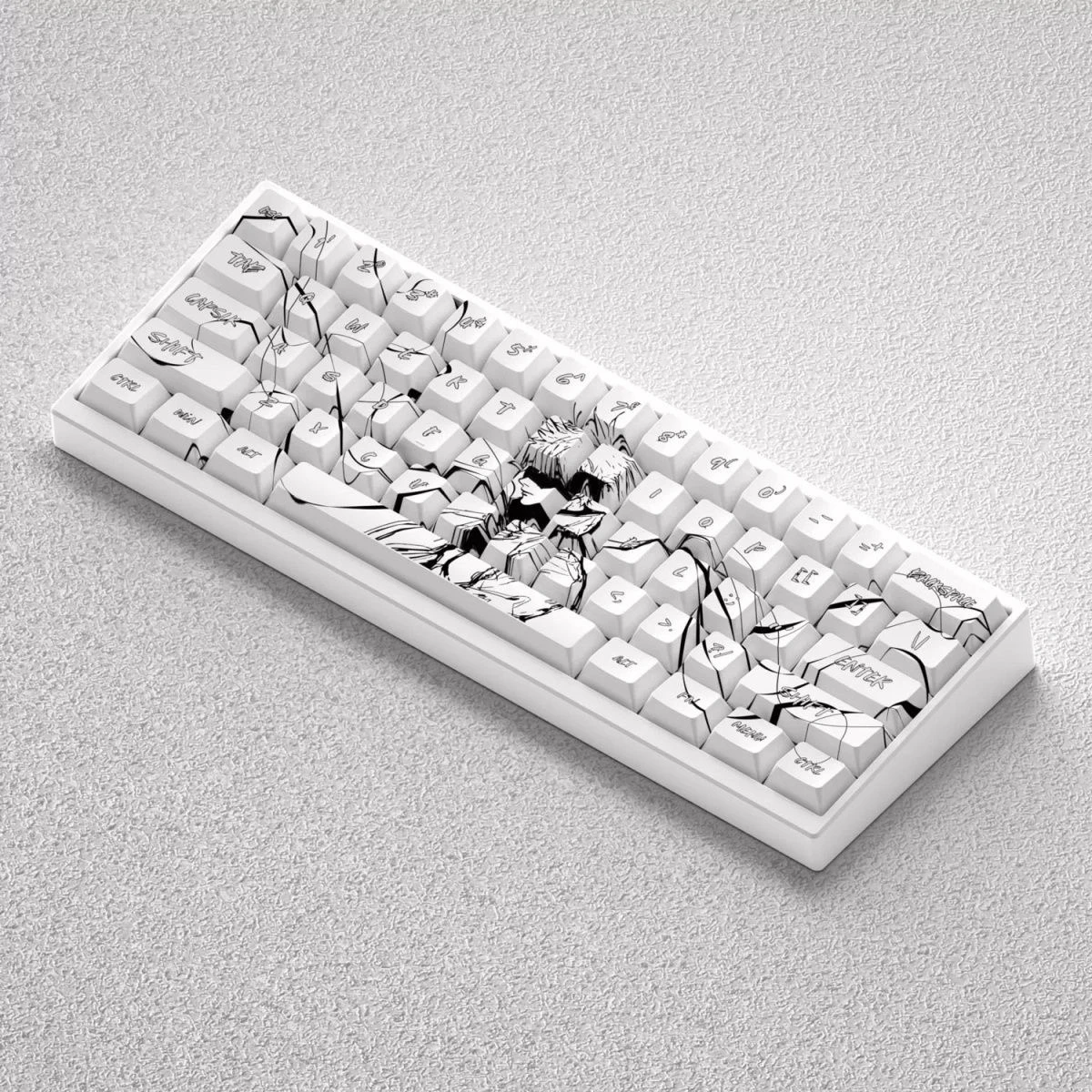 Gojo Satoru Keycap Set 73 Keys PBT Cherry Profile White 5T5 Anime Keycaps for 60 65 68 Layout Mechanical Keyboard Accessories