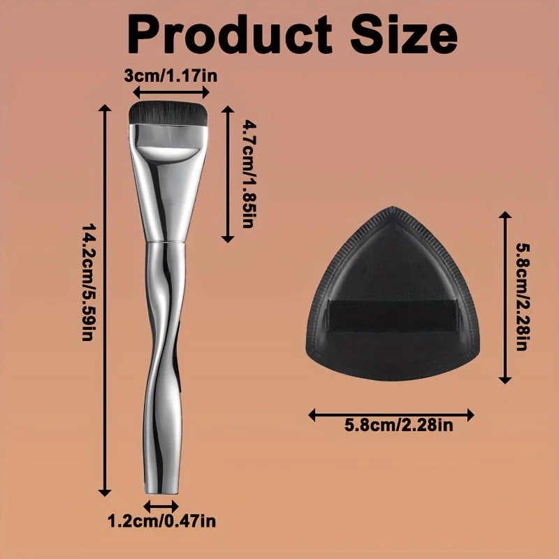 Zestaw gąbek do makijażu i pędzli do podkładu - 1 puszka do pudru + 1 pędzel do blendowania - do płynnego i kremowego makijażu - wyjątkowo miękki