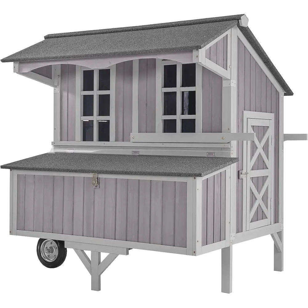 

Мобильный курятник-переноска для уток с очень большими колесами, прочный домик для кур, уличный вольер для кроликов 48,6 дюйма с гнездовым ящиком или на 3-6 цыплят